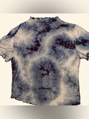 Antistar Blue tie dye short sleeve crop top